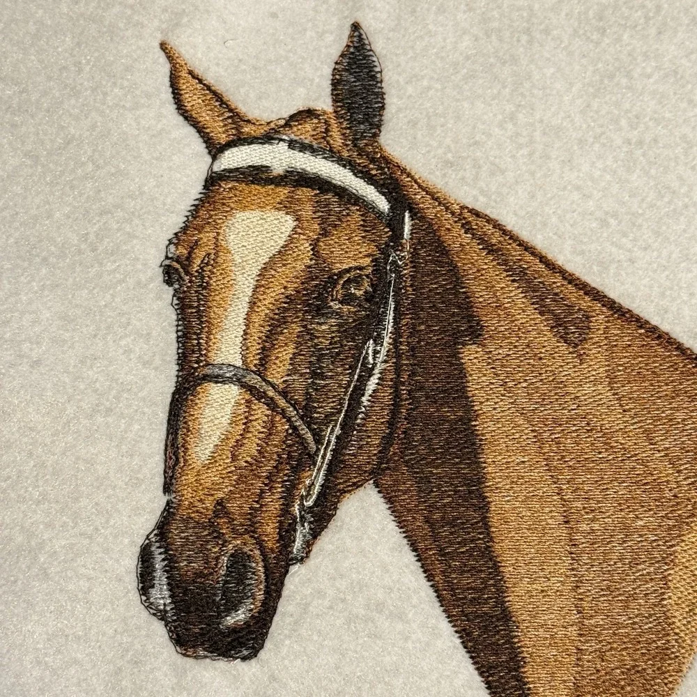 Vintage Thoroughbred Horse Head Handmade Embroidery Sew On Western Equestrian